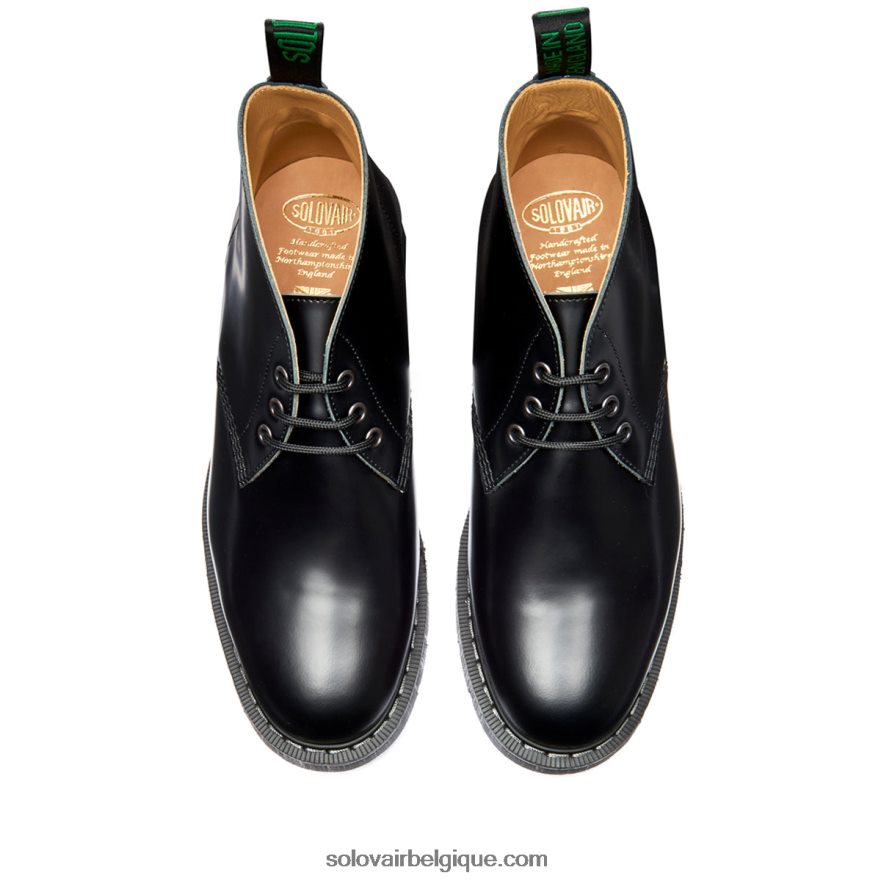 Hommes Solovair Bottines Chukka Noires à 3 œillets Ultra-brillantes 48f40r34