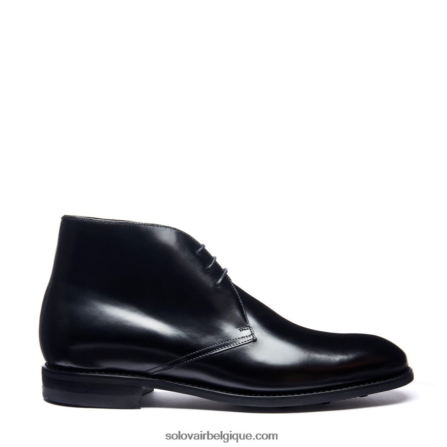 Hommes Solovair Bottines Chukka Noires à 3 œillets Ultra-brillantes 48f40r38