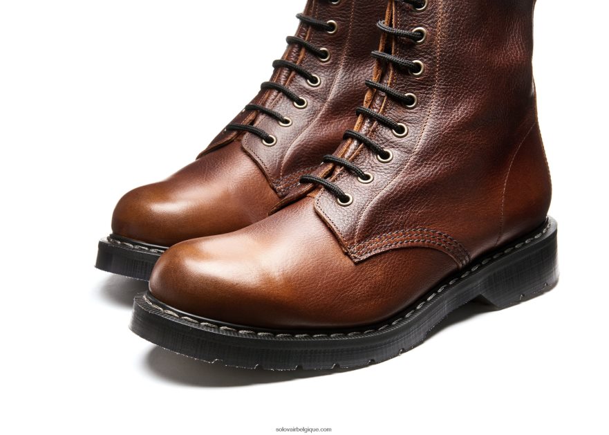 Homme Solovair Bottine Derby à 8 œillets Grain Marron Noisette 48f40r63