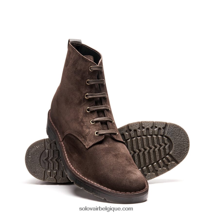 Homme Solovair Bottine Derby à 6 Trous En Daim Marron 48f40r92