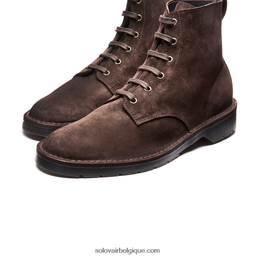 Homme Solovair Bottine Derby à 6 Trous En Daim Marron 48f40r92