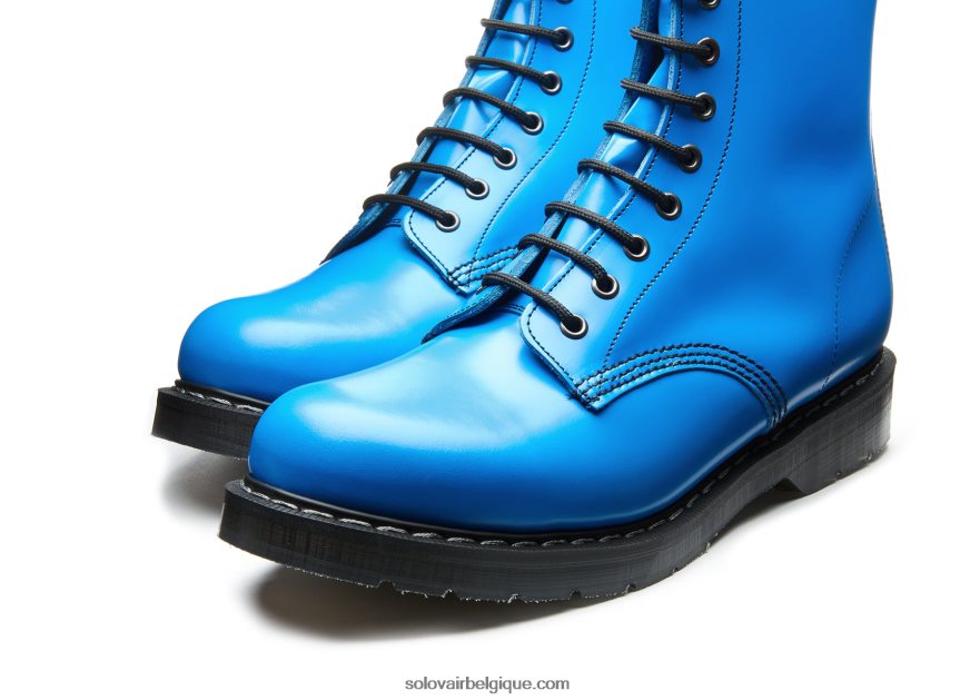 Homme Solovair Botte Derby Bleu Fluo à 8 œillets 48f40r110