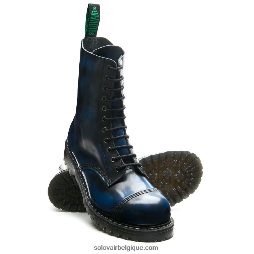 Hommes Solovair Botte Derby Bleu Marine à Bout En Acier à 11 œillets 48f40r121