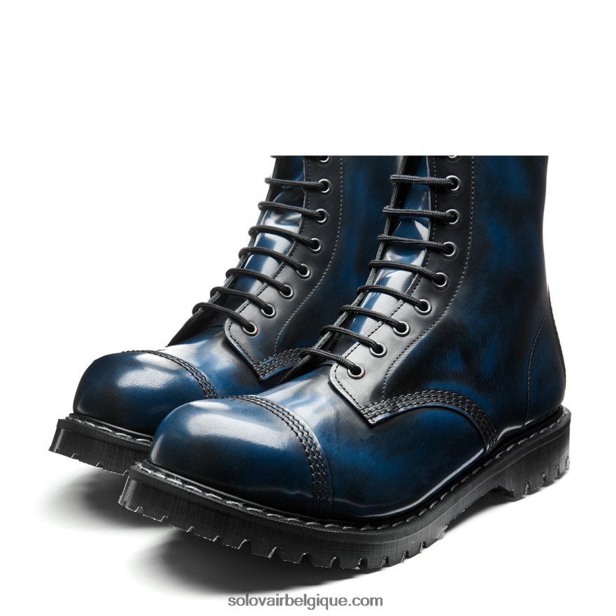 Hommes Solovair Botte Derby Bleu Marine à Bout En Acier à 11 œillets 48f40r121