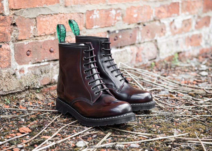 Homme Solovair Bottine Derby Bordeaux à 8 œillets 48f40r62