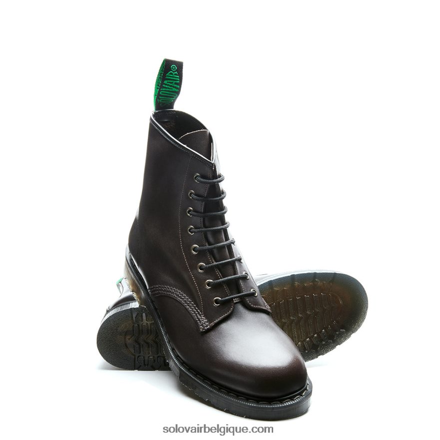 Hommes Solovair Bottine Derby Cirée à 8 œillets Marron Foncé 48f40r114