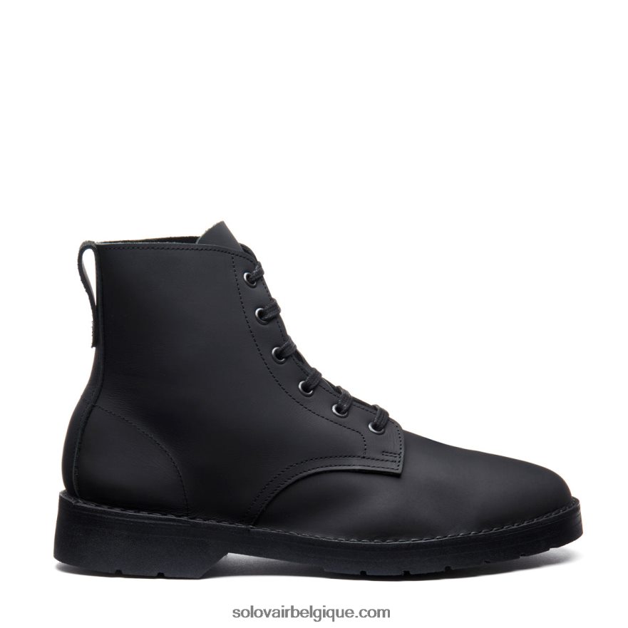 Hommes Solovair Botte Derby Cirée Noire à 6 œillets 48f40r88