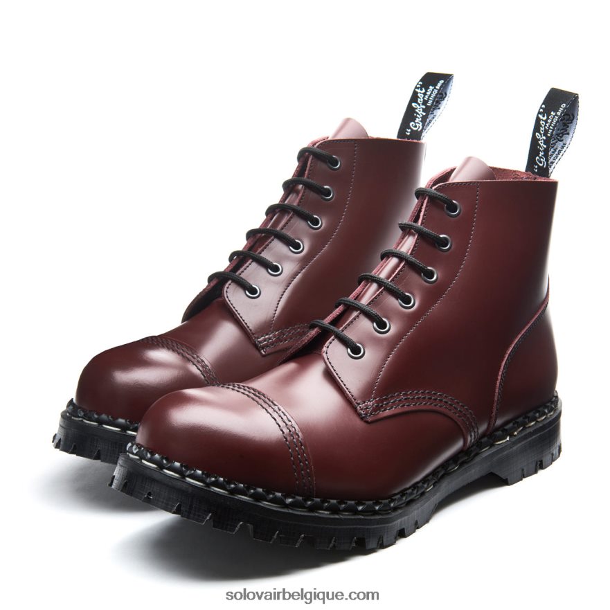 Hommes Solovair Botte Derby à Embout D'acier à 6 œillets Haute Brillance Oxblood 48f40r81