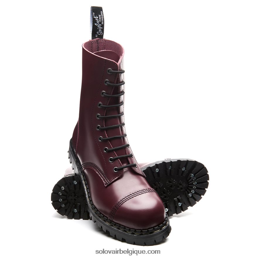 Hommes Solovair Botte Derby à Embout D'acier Oxblood Hi-shine à 10 œillets 48f40r118