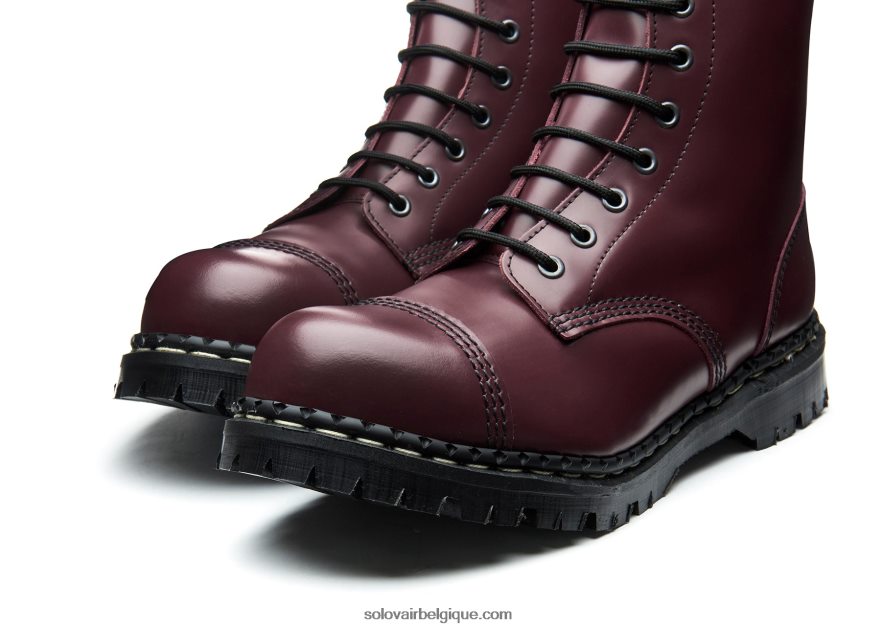 Hommes Solovair Botte Derby à Embout D'acier Oxblood Hi-shine à 10 œillets 48f40r118
