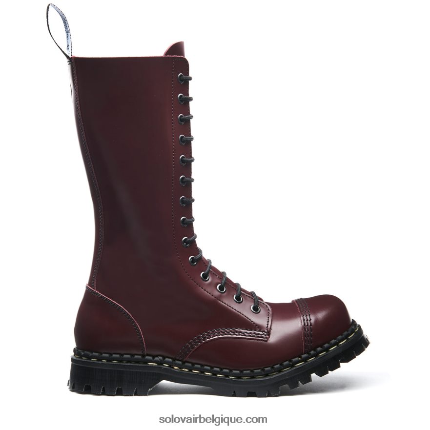 Hommes Solovair Botte Derby à Embout D'acier Oxblood Hi-shine à 14 œillets 48f40r129