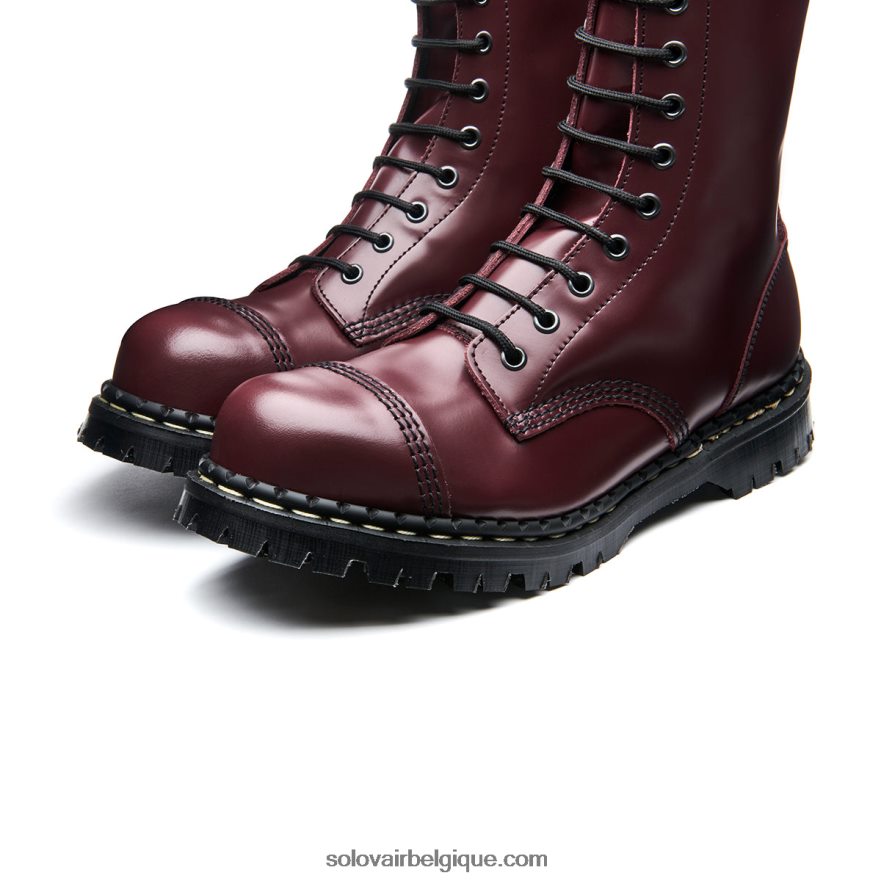 Hommes Solovair Botte Derby à Embout D'acier Oxblood Hi-shine à 14 œillets 48f40r129