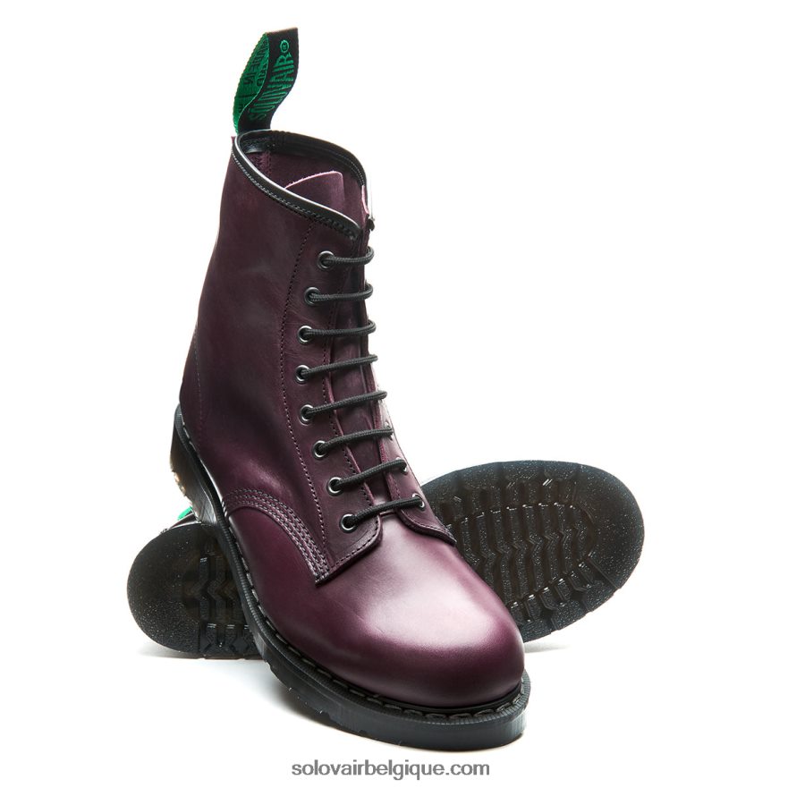 Homme Solovair Botte Derby Gaucho Bordeaux à 8 œillets 48f40r105