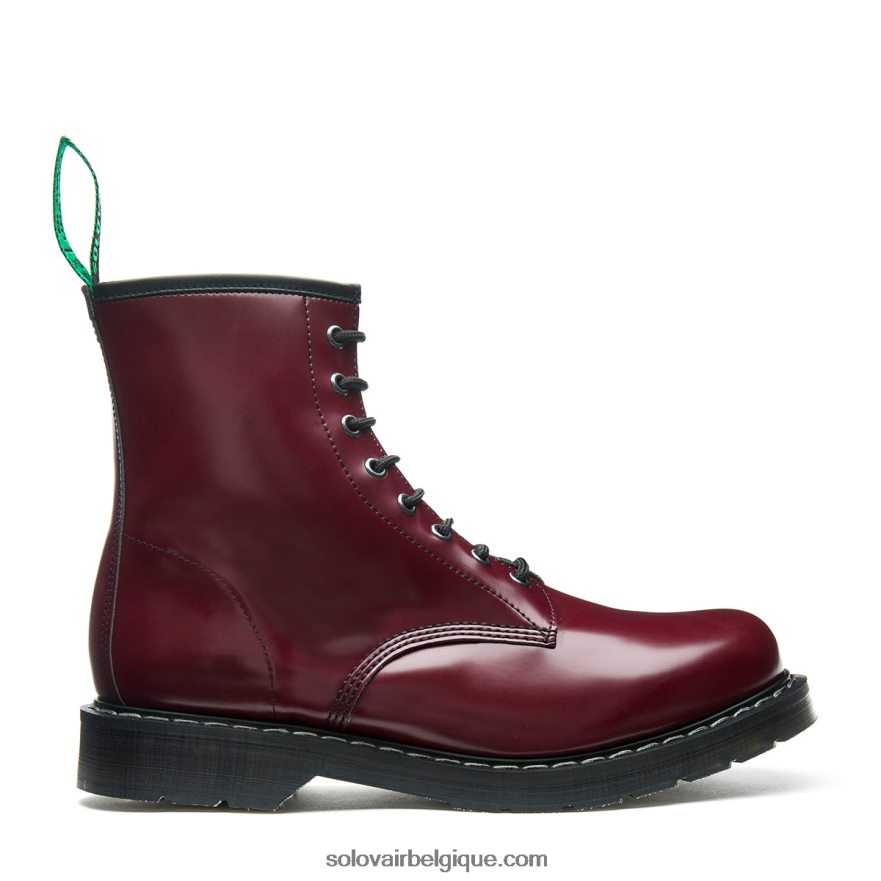 Homme Solovair Botte Derby Merlot Végétalienne Haute Brillance à 8 œillets 48f40r100