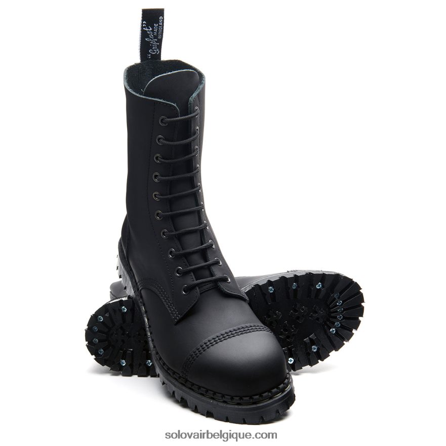 Hommes Solovair Botte Derby Noire à 10 œillets à Embout D'acier 48f40r76
