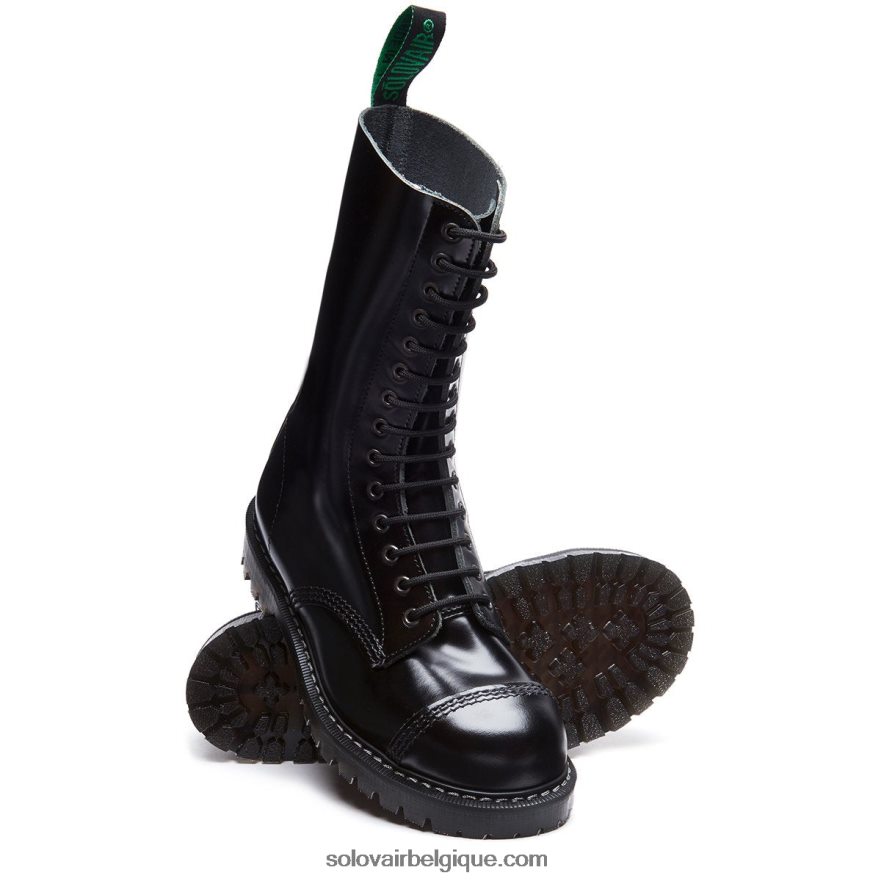 Hommes Solovair Botte Derby Noire à 14 œillets à Embout D'acier 48f40r131