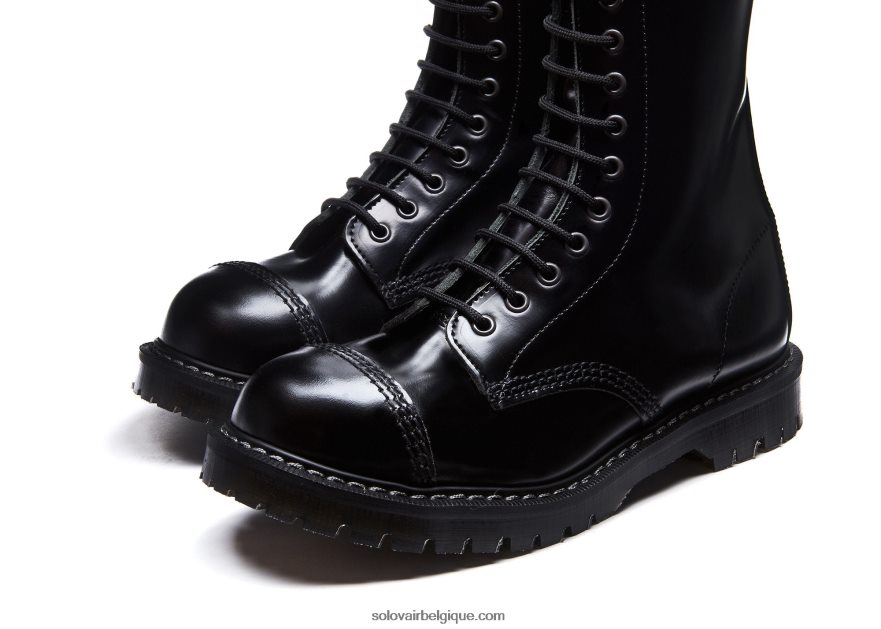 Hommes Solovair Botte Derby Noire à 14 œillets à Embout D'acier 48f40r131