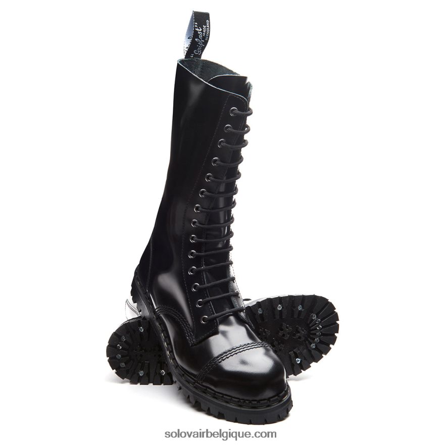 Hommes Solovair Botte Derby Noire à 14 œillets à Embout D'acier 48f40r74