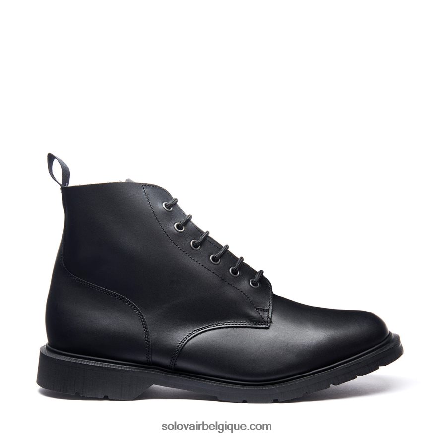 Hommes Solovair Botte Derby Noire à 6 œillets 48f40r90