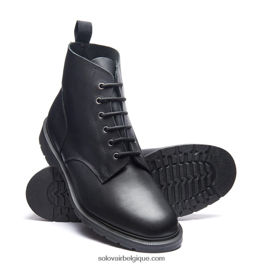 Hommes Solovair Botte Derby Noire à 6 œillets 48f40r90