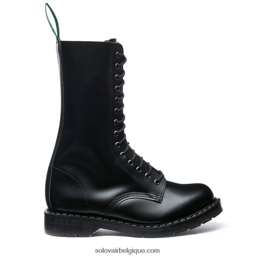 Hommes Solovair Bottine Derby Noire Brillante à 14 œillets 48f40r132