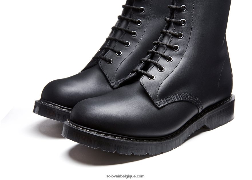 Hommes Solovair Bottine Derby Noire Grasse à 8 œillets 48f40r59