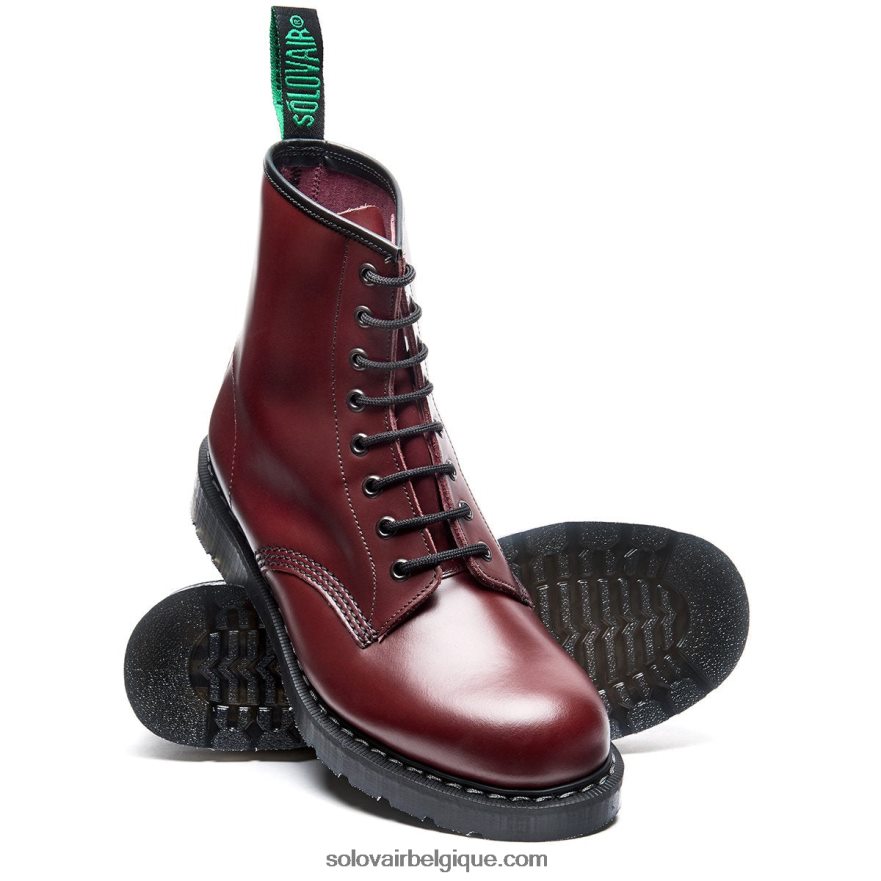 Homme Solovair Bottine Derby Oxblood Haute Brillance à 8 œillets 48f40r69