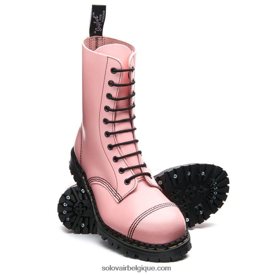 Hommes Solovair Botte Derby Rose Poudré à 10 œillets à Embout D'acier 48f40r117