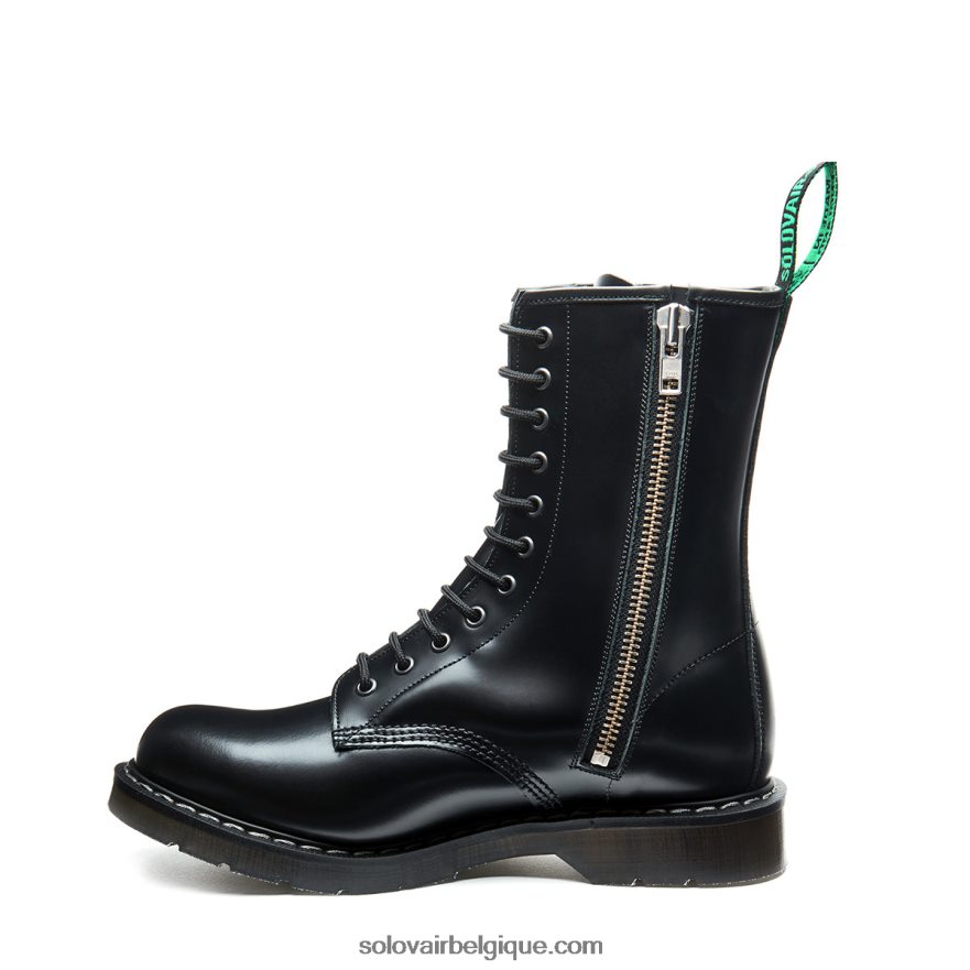 Hommes Solovair Bottines Derby Noires Zippées à 11 œillets 48f40r122