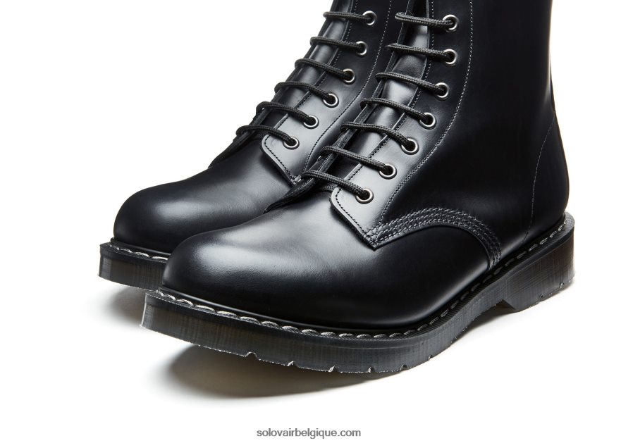 Hommes Solovair Bottines Derby Noires Zippées à 11 œillets 48f40r122