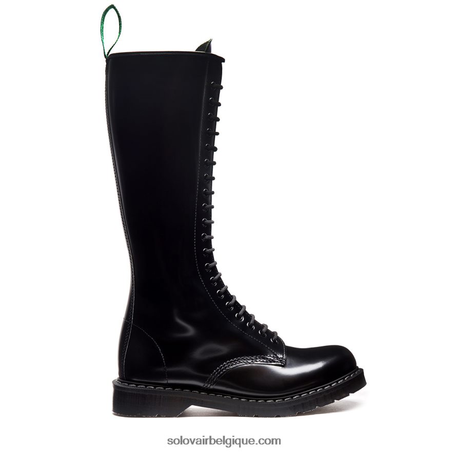 Hommes Solovair Bottines Derby Noires Zippées à 20 œillets 48f40r71