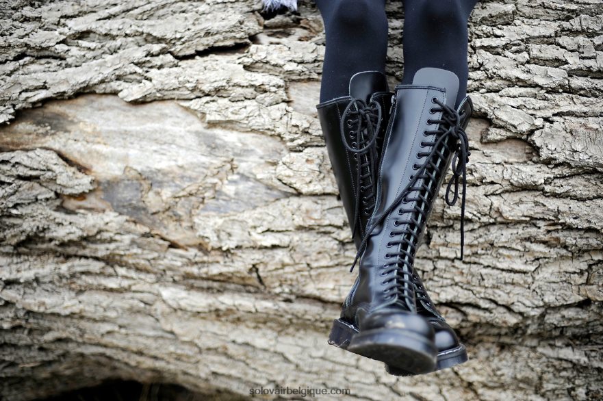 Hommes Solovair Bottines Derby Noires Zippées à 20 œillets 48f40r71