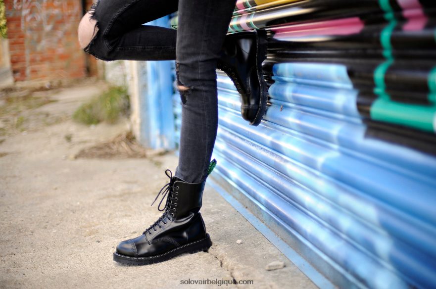 Hommes Solovair Englander Bottine Derby Noire à Bout En Acier à 11 œillets 48f40r61