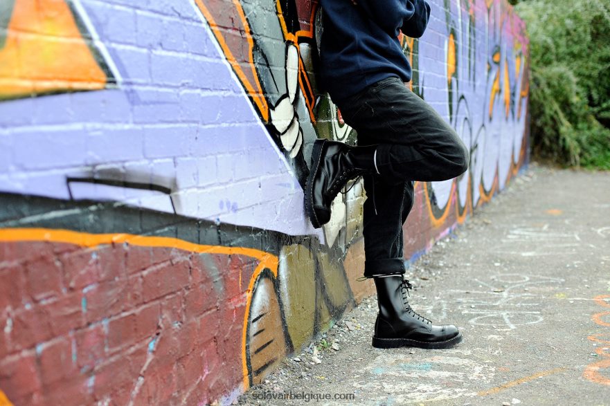 Hommes Solovair Englander Bottine Derby Noire à Bout En Acier à 11 œillets 48f40r61