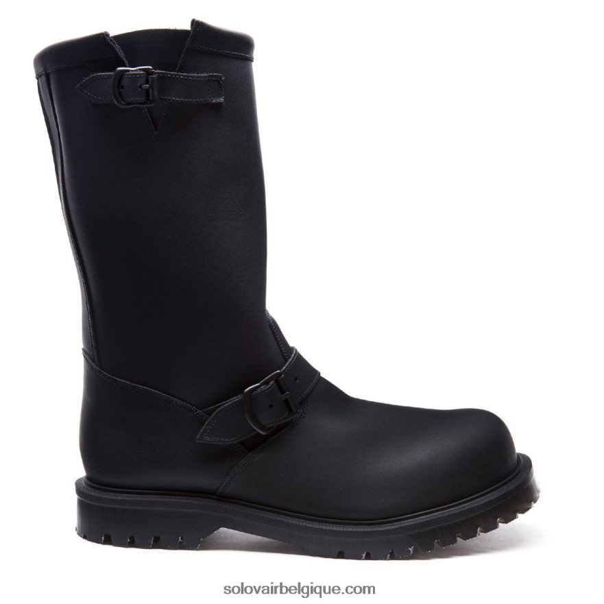 Hommes Solovair Botte D'ingénieur Noire Grasse 48f40r133