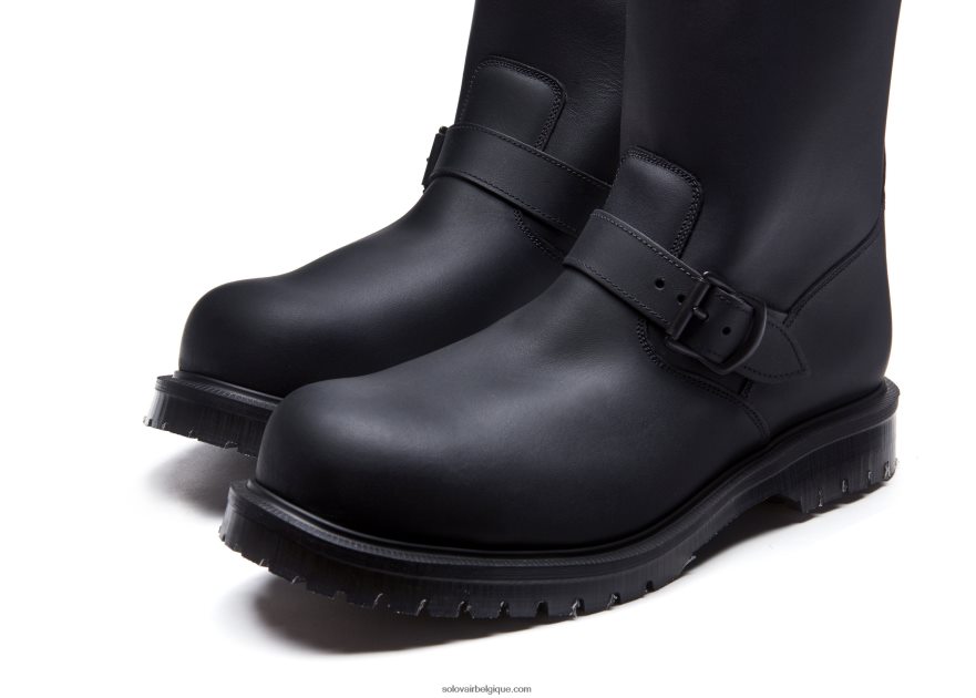 Hommes Solovair Botte D'ingénieur Noire Grasse 48f40r133