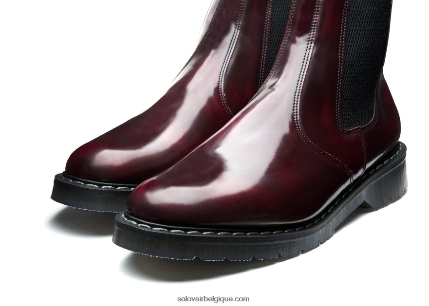 Hommes Solovair Botte De Concessionnaire Végétalienne Haute Brillance Rub-off Rouge Cerise 48f40r45