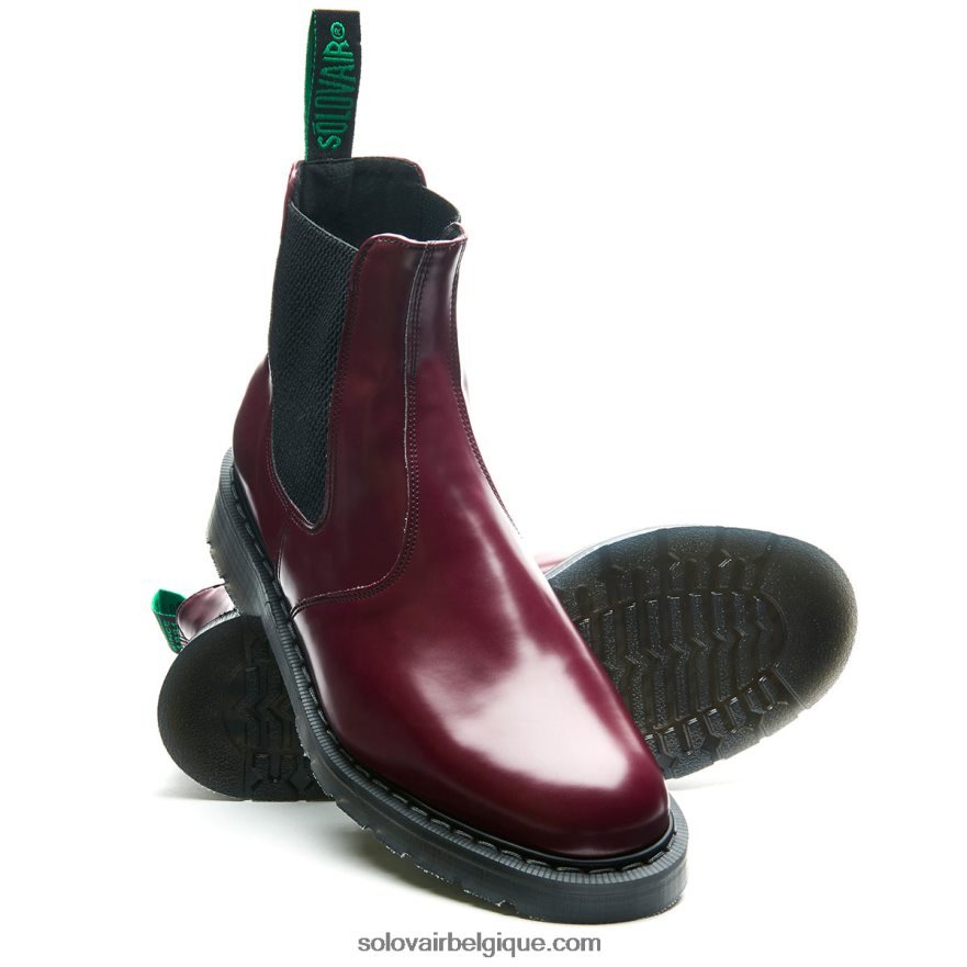 Homme Solovair Botte Marchande Haute Brillance Végétalienne Merlot 48f40r44