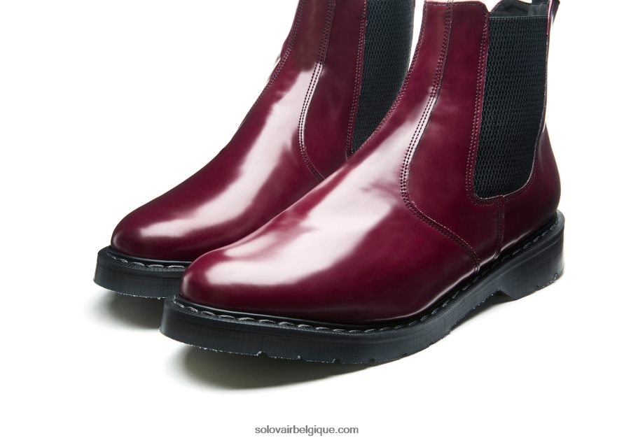 Homme Solovair Botte Marchande Haute Brillance Végétalienne Merlot 48f40r44