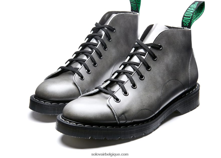 Hommes Solovair Botte De Singe à 7 Yeux Hi Shine Gris Lunaire 48f40r154