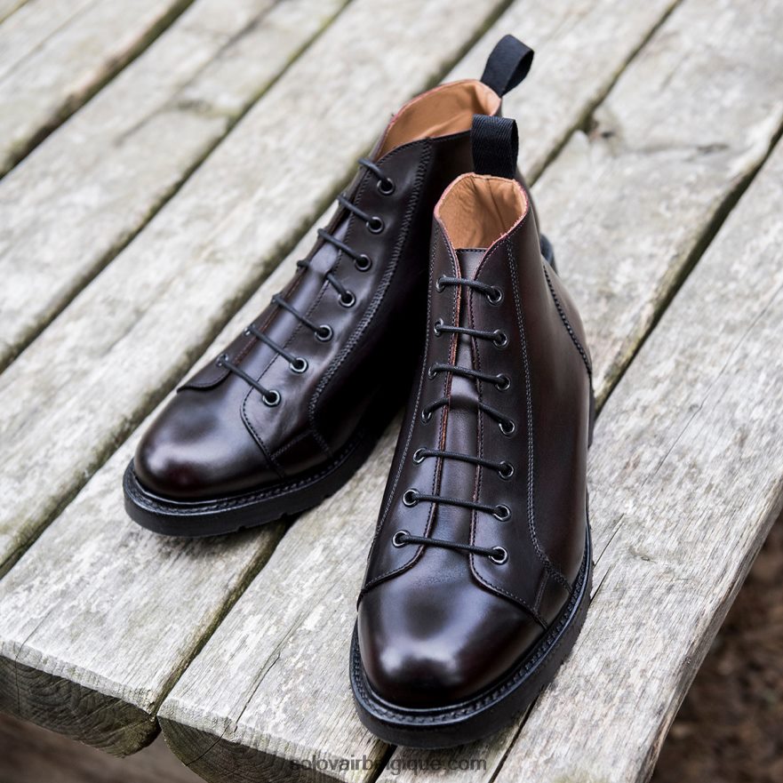 Hommes Solovair Botte De Singe Bordeaux 48f40r157