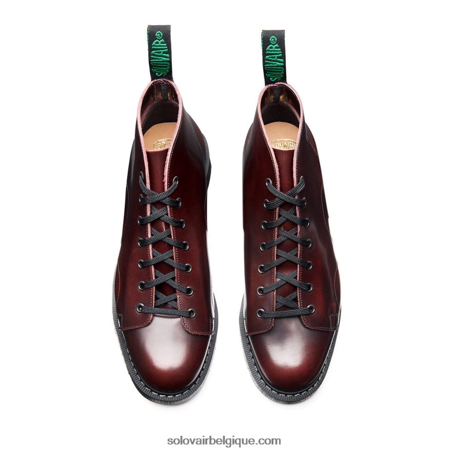 Hommes Solovair Botte De Singe Bordeaux Rub-off 48f40r145