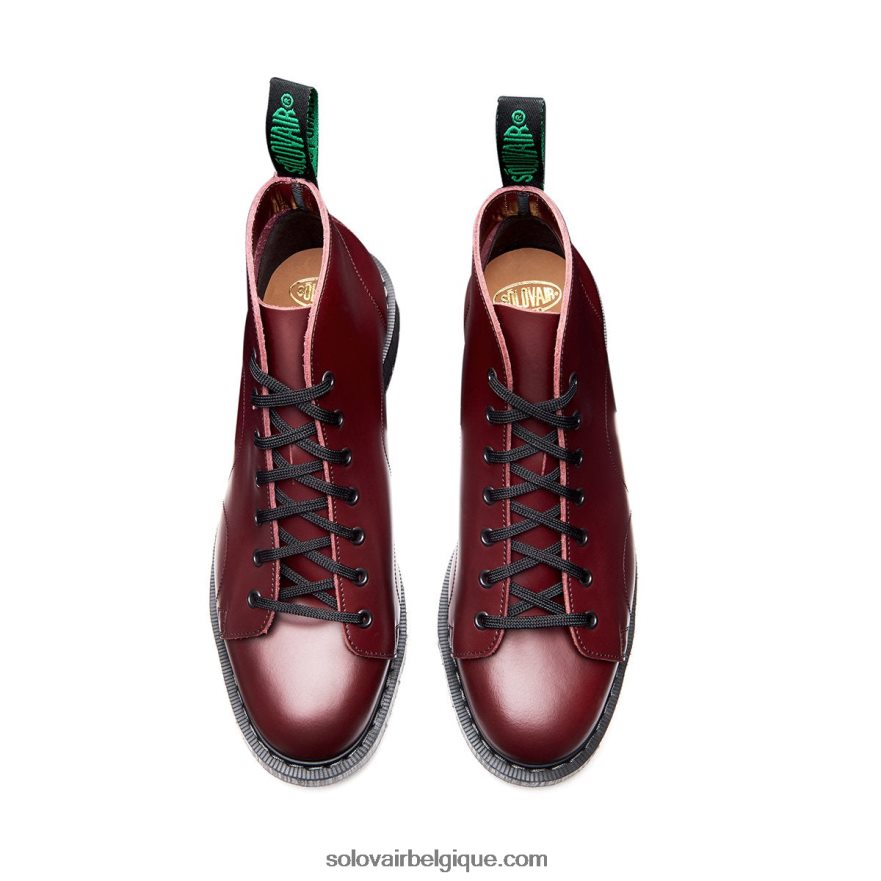 Hommes Solovair Botte De Singe Haute Brillance Oxblood 48f40r149