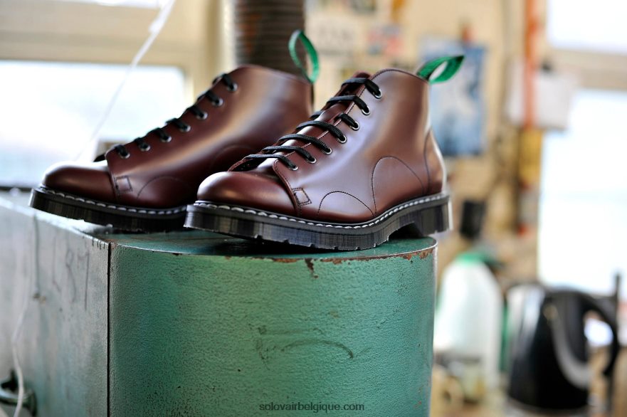 Hommes Solovair Botte De Singe Haute Brillance Oxblood 48f40r149