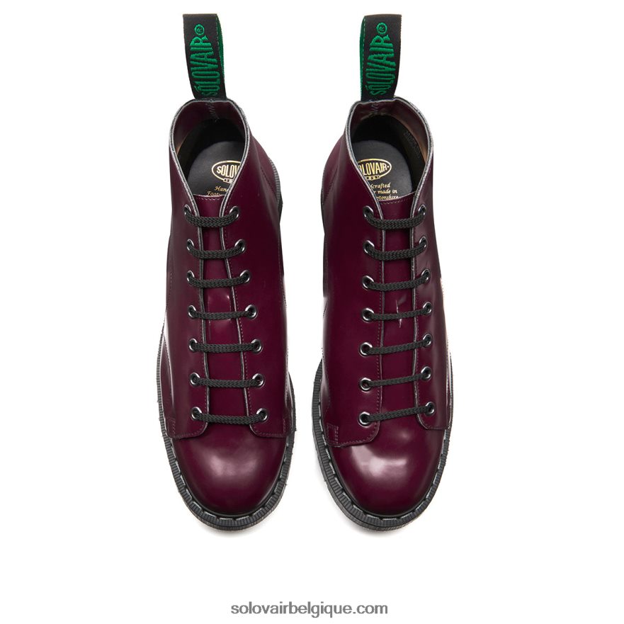 Hommes Solovair Botte De Singe Merlot Vegan Haute Brillance 48f40r150