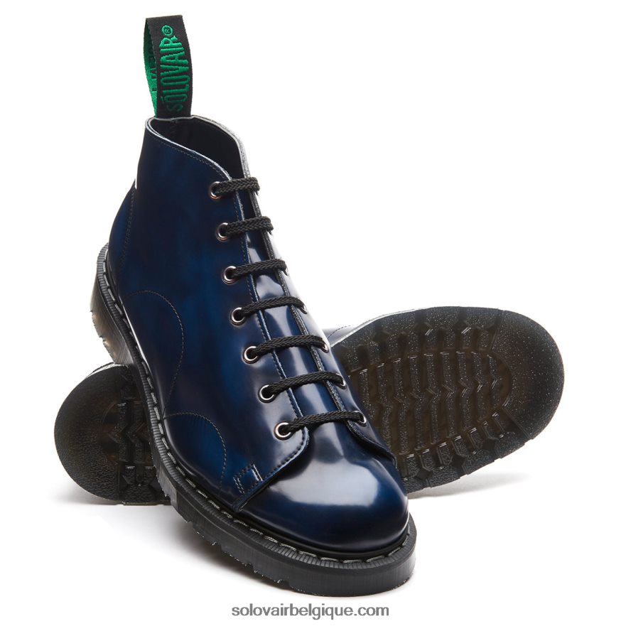 Hommes Solovair Botte De Singe Végétalienne Ultra-brillante Bleu Marine 48f40r151