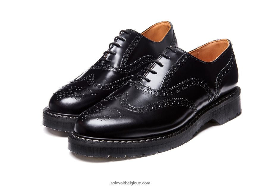 Hommes Solovair Richelieu Anglais Noir Brillant 48f40r162