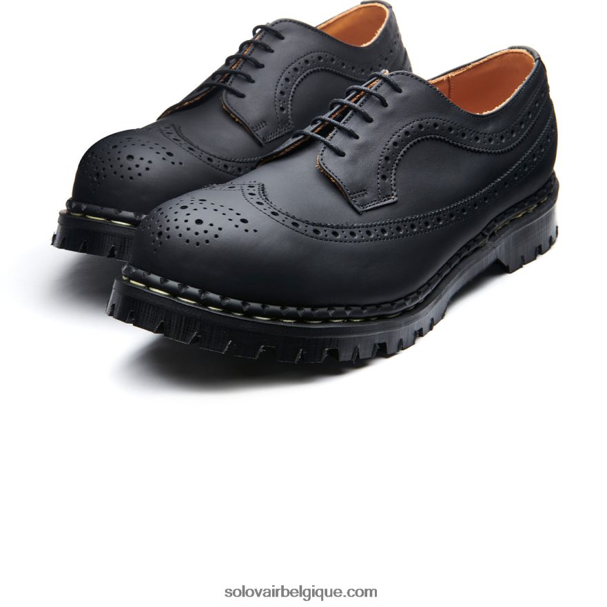 Hommes Solovair Chaussure Brogue Américaine Noire à Bout En Acier Gras 48f40r164