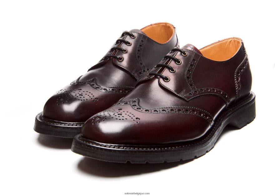 Hommes Solovair Richelieu Gibson Bordeaux à 4 œillets 48f40r171
