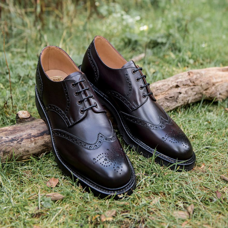 Hommes Solovair Richelieu Gibson Bordeaux à 4 œillets 48f40r171